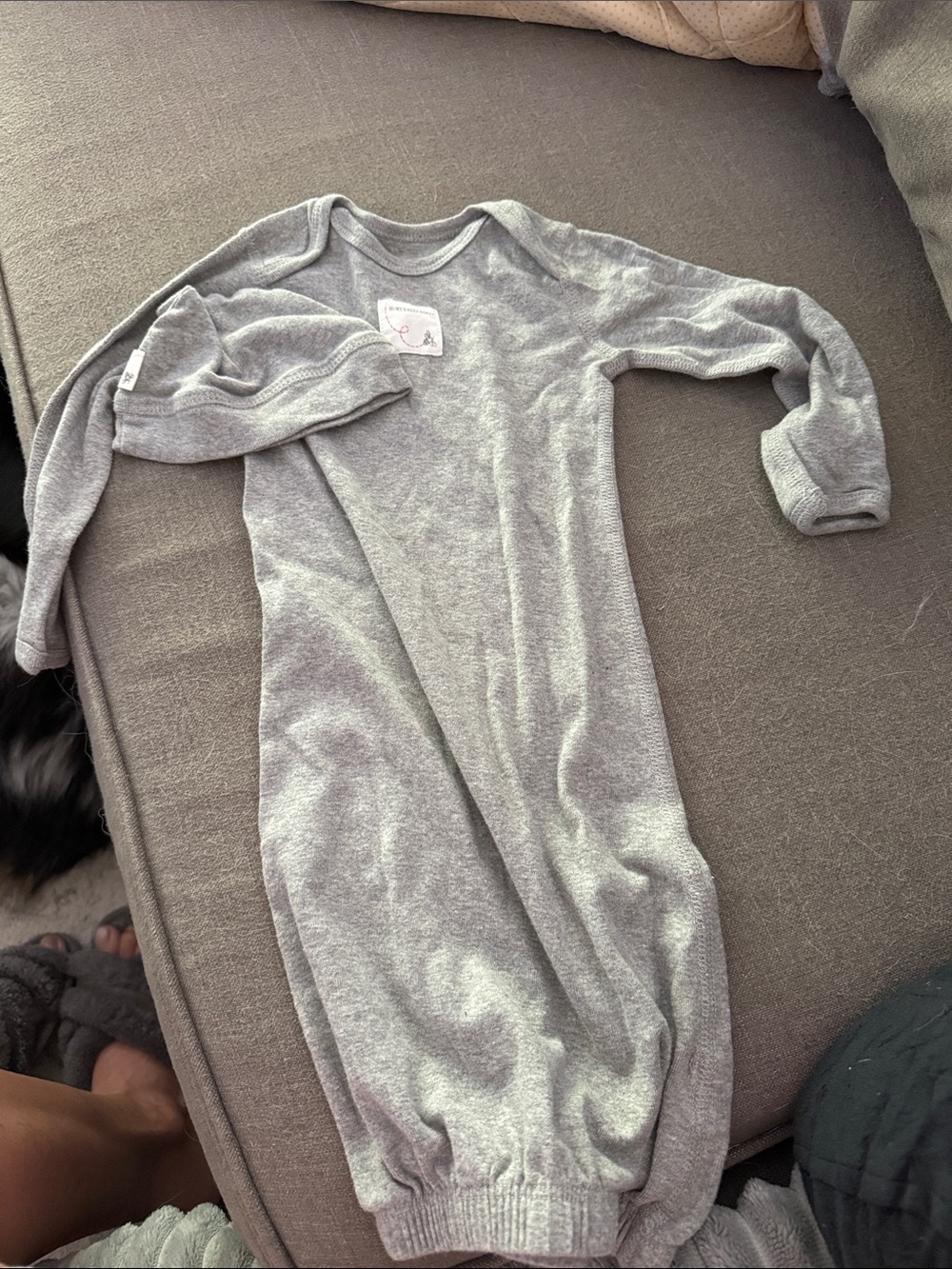 Unbranded Gray Newborn Sleep Gown with Matching Cap